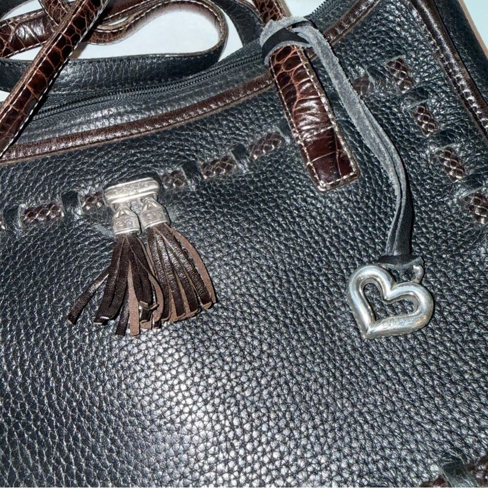 VINTAGE BRIGHTON black leather silver hardware western style shoulder bag - Picture 5 of 5